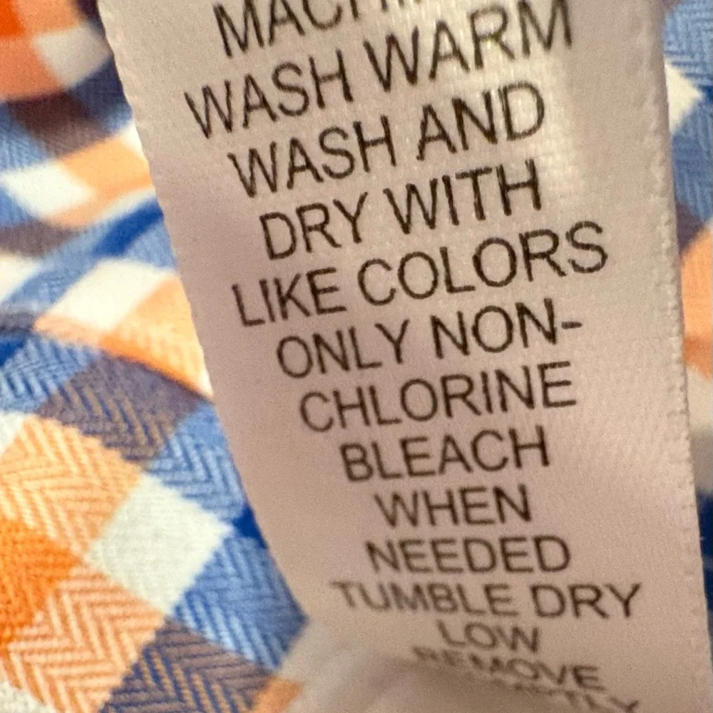 Banana Republic Orange and Blue Check Button-Down Non Iron Tailored Shirt Med